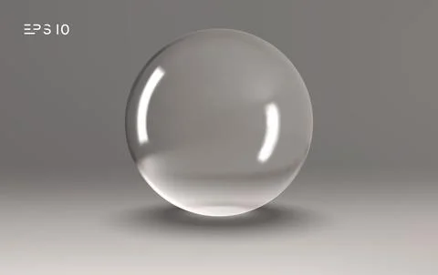Crystal ball light vector on transparent background. Clear sphere transparent イラスト素材
