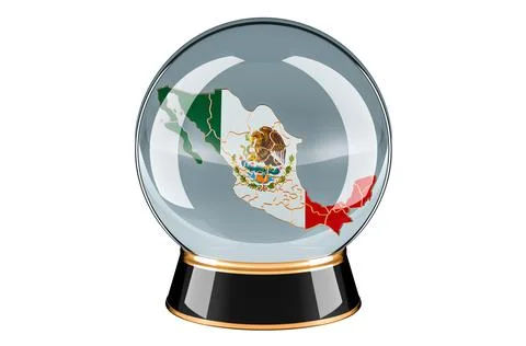Crystal ball with Mexican map. Forecasting and prediction for Mexico, concept Illustrazione stock