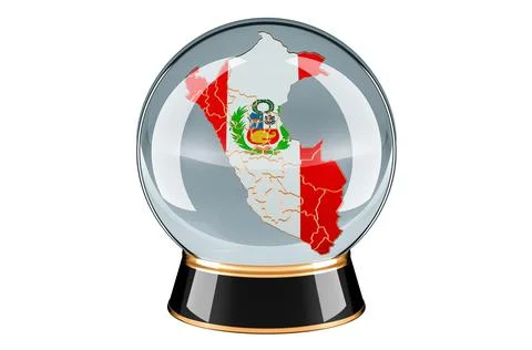 Crystal ball with Peruvian map. Forecasting and prediction for Peru, concept. Illustrazione stock