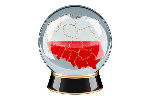 Crystal ball with Polish map. Forecasting and prediction for Poland, concept. Illustrazione stock