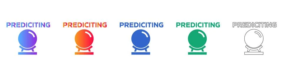 Crystal Ball Predicting Future Icon Set Stock Illustration