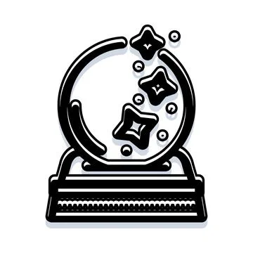 Crystal ball predicting future with magic occult symbols Stock Illustration