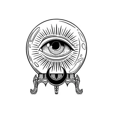 Crystal ball of predictions with eye Ilustración de archivo