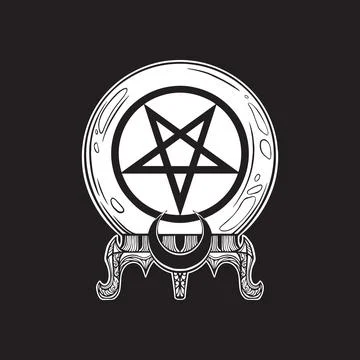 Crystal ball of predictions with pentagram 库存插图