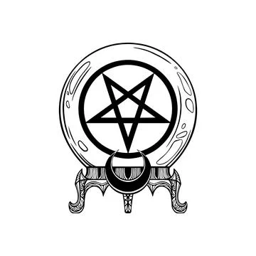 Crystal ball of predictions with pentagram Stock Illustration