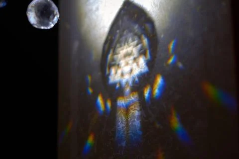 Crystal ball rainbow pattern on the wall Stock Photos