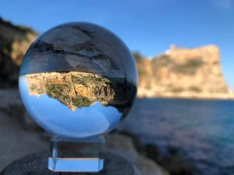 Crystal ball, refraction Stock Photos