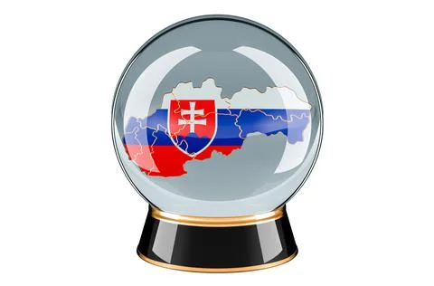 Crystal ball with Slovak map. Forecasting and prediction for Slovakia, concep Illustrazione stock