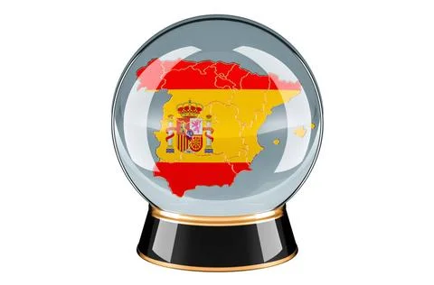 Crystal ball with Spanish map. Forecasting and prediction for Spain, conce... Stock Photos