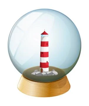 A crystal ball with a tower inside Stock Illustration