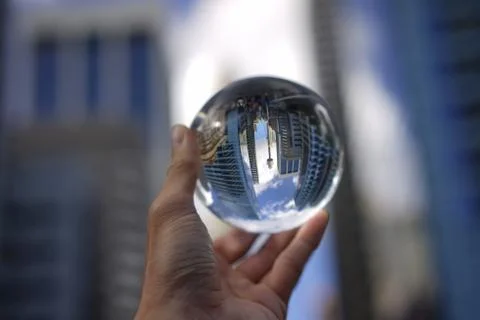Crystal ball view of sydney city Stock Photos