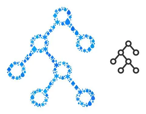 Crystal Blue Water Collage Binary Tree Icon Stock Illustration