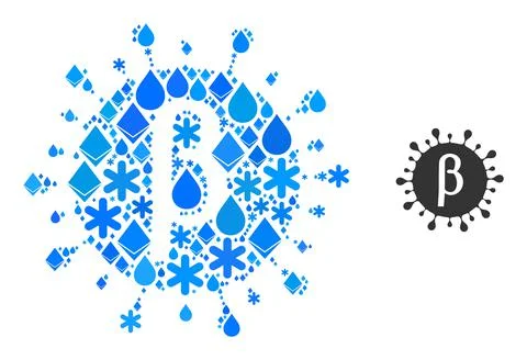 Crystal Blue Water Composition Beta Covid Virus Icon Stock Illustration