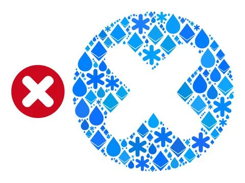 Crystal Blue Water Composition Cancel Icon Stock Illustration
