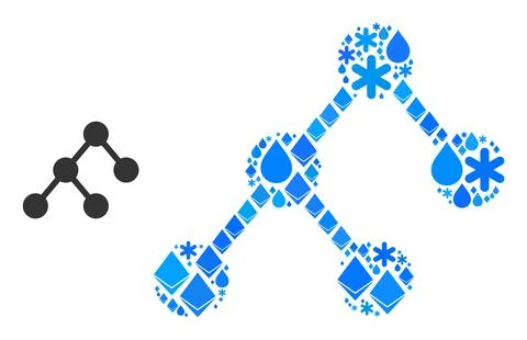 Crystal Blue Water Mosaic Binary Structure Icon Stock Illustration
