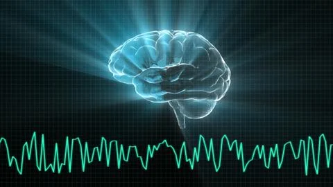 The crystal brain and wave graph Stock Illustration