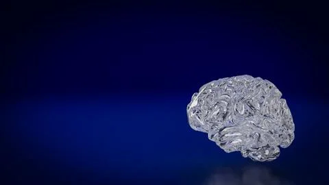 The Crystal Brain on Dark blue background for Sci or Medical concept 3d Ren.. Stock Photos