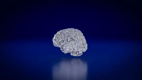 The Crystal Brain on Dark blue background for Sci or Medical concept 3d Ren.. Stock Photos