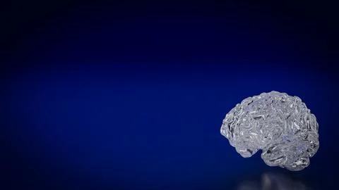 The Crystal Brain on Dark blue background for Sci or Medical concept 3d Ren.. Stock Photos