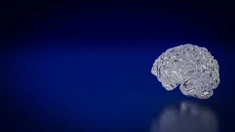The Crystal Brain on Dark blue background for Sci or Medical concept 3d Ren.. Stock Photos