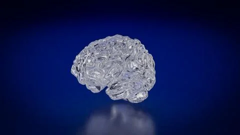 The Crystal Brain on Dark blue background for Sci or Medical concept 3d Ren.. Stock Photos