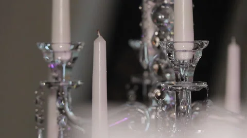 Crystal Candlestick with candles Stock Footage 62379041