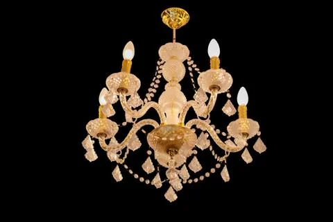 Crystal chandelier on ceiling Foto stock
