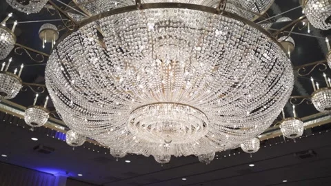 Crystal chandelier close-up. Stock Footage 142729992