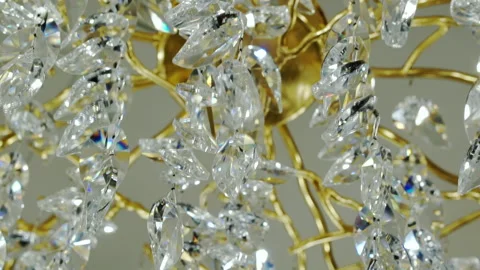 A crystal chandelier in close-up. Stock Footage 194780833