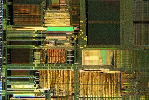Crystal chip CPU macro shot Stock Photos