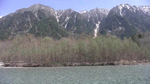 Crystal Clear Alpine River Stream in Kamikochi Japan - Pristine Flowing Water Video stock 345030505