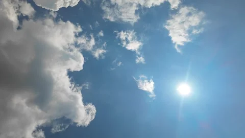 Crystal Clear Blue Sky Timelapse with Moving Clouds Stock Footage 335581217