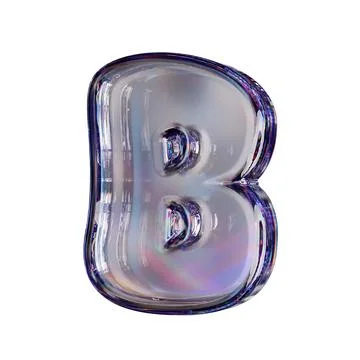 Crystal clear bubble font Letter B 3D Stock Illustration
