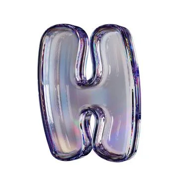 Crystal clear bubble font Letter H 3D Stock Illustration