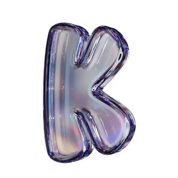 Crystal clear bubble font Letter K 3D Stock Illustration