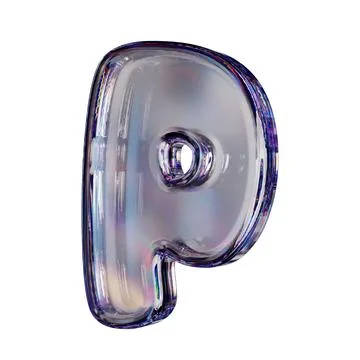 Crystal clear bubble font Letter P 3D Stock Illustration