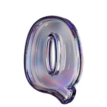Crystal clear bubble font Letter Q 3D Stock Illustration
