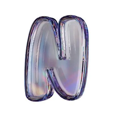 Crystal clear bubble font Letter N 3D Stock Illustration