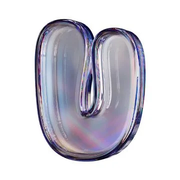 Crystal clear bubble font Letter U 3D Stock Illustration