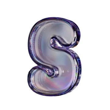 Crystal clear bubble font Letter S 3D Stock Illustration