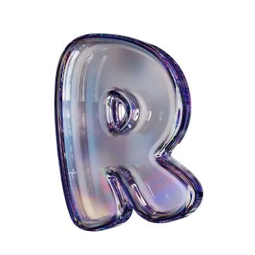 Crystal clear bubble font Letter R 3D Stock Illustration