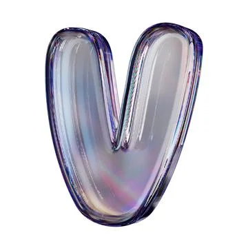Crystal clear bubble font Letter V 3D Stock Illustration
