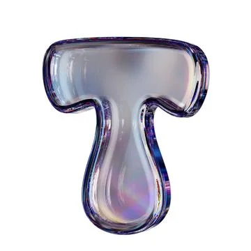Crystal clear bubble font Letter T 3D Stock Illustration