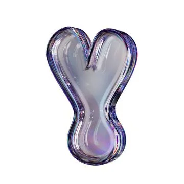 Crystal clear bubble font Letter Y 3D Stock Illustration