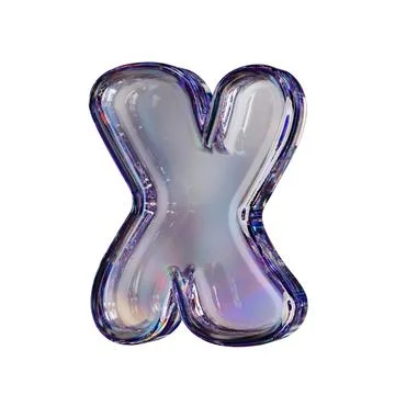 Crystal clear bubble font Letter X 3D 스톡 일러스트