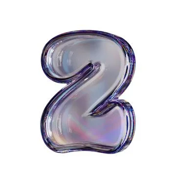 Crystal clear bubble font Number 2 TWO 3D Stock Illustration