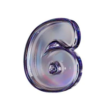 Crystal clear bubble font Number 6 SIX 3D Stock Illustration