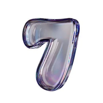 Crystal clear bubble font Number 7 SEVEN 3D Illustrazione stock