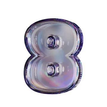 Crystal clear bubble font Number 8 EIGHT 3D Stock Illustration