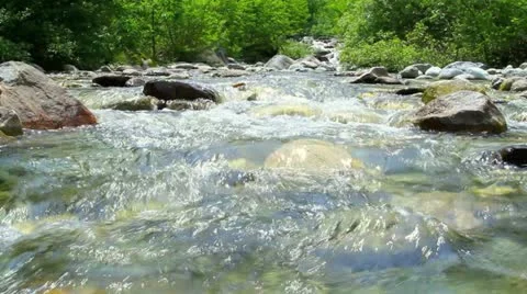 Crystal clear mountain river. Stock Footage 11106372